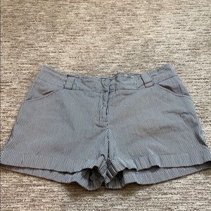 Black and white striped shorts